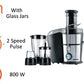 Nikai Food Processor 4in1 1000W 1.1L Glass Jar Juicer, Blender, Mixer, Mincer 2 Speeds - Black and Silver