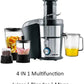 Nikai Food Processor 4in1 1000W 1.1L Glass Jar Juicer, Blender, Mixer, Mincer 2 Speeds - Black and Silver